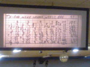 A simply terrible photo of Mayer's 182 game